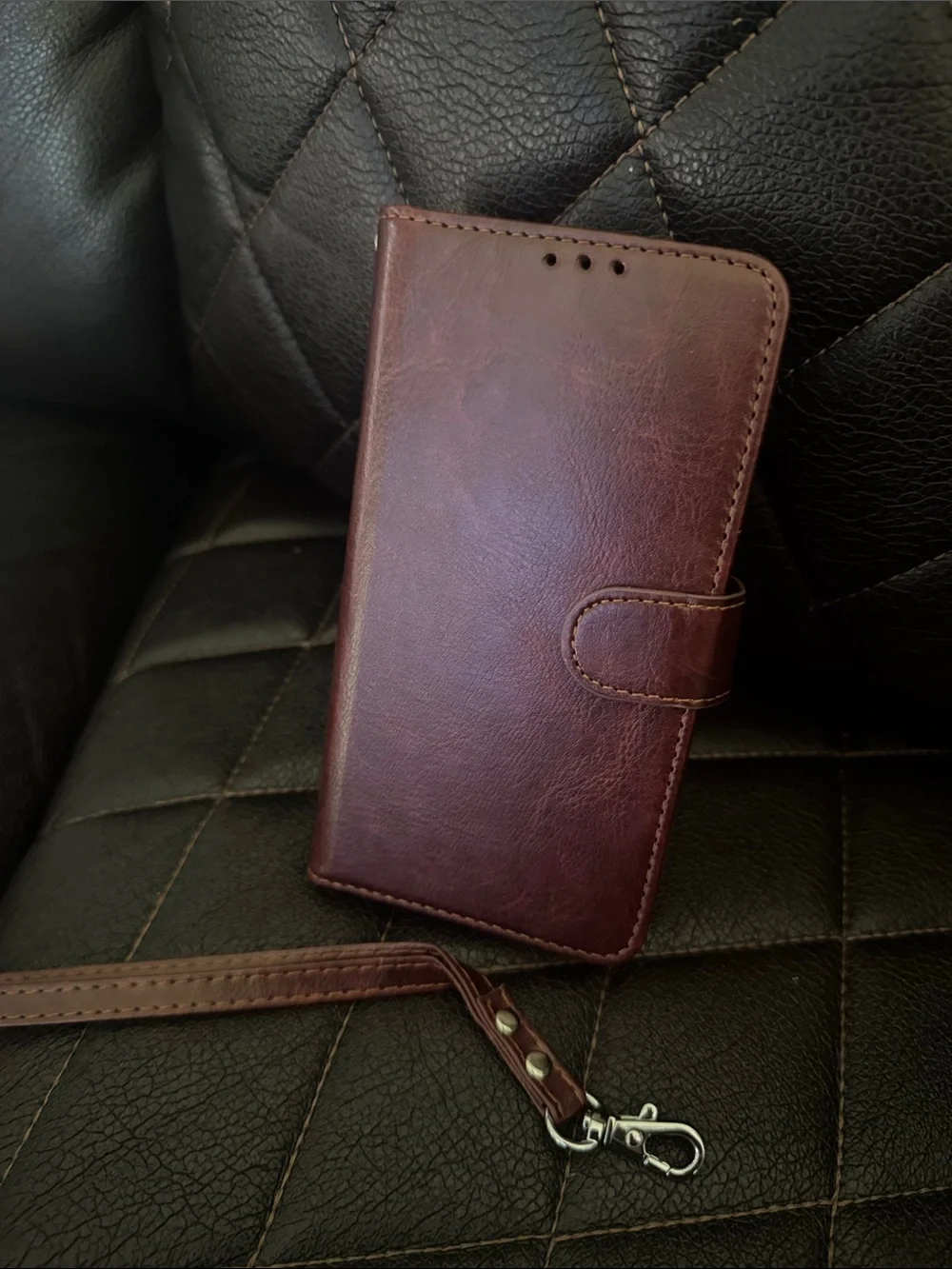 Brown Leather Wallet Phone Case with Card Slots - Compatible iPhone 15